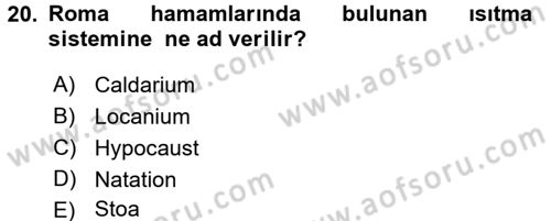 Termal ve Spa Hizmetleri Dersi 2016 - 2017 Yılı (Vize) Ara Sınavı 20. Soru