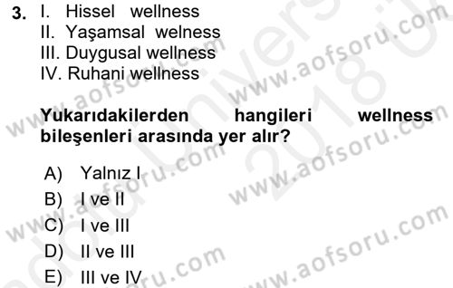 Termal ve Spa Hizmetleri Dersi 2017 - 2018 Yılı 3 Ders Sınavı 3. Soru