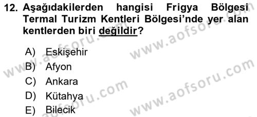 Termal ve Spa Hizmetleri Dersi 2018 - 2019 Yılı (Vize) Ara Sınavı 12. Soru