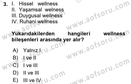 Termal ve Spa Hizmetleri Dersi 2018 - 2019 Yılı (Vize) Ara Sınavı 3. Soru