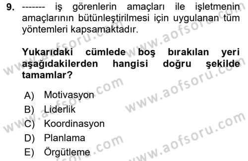 Termal ve Spa Hizmetleri Dersi 2018 - 2019 Yılı (Final) Dönem Sonu Sınavı 9. Soru