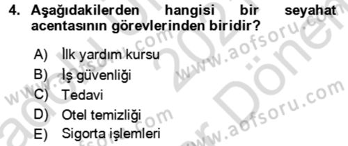Termal ve Spa Hizmetleri Dersi 2021 - 2022 Yılı (Final) Dönem Sonu Sınav Soruları 4. Soru