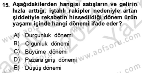 Termal ve Spa Hizmetleri Dersi 2021 - 2022 Yılı Yaz Okulu Sınav Soruları 15. Soru