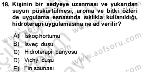 Termal ve Spa Hizmetleri Dersi 2021 - 2022 Yılı Yaz Okulu Sınav Soruları 18. Soru