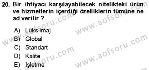 Termal ve Spa Hizmetleri Dersi 2021 - 2022 Yılı Yaz Okulu Sınav Soruları 20. Soru