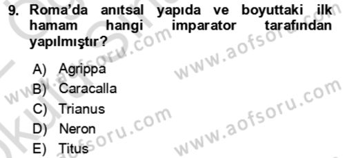 Termal ve Spa Hizmetleri Dersi 2021 - 2022 Yılı Yaz Okulu Sınav Soruları 9. Soru
