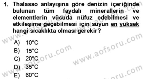 Termal ve Spa Hizmetleri Dersi 2022 - 2023 Yılı Yaz Okulu Sınav Soruları 1. Soru