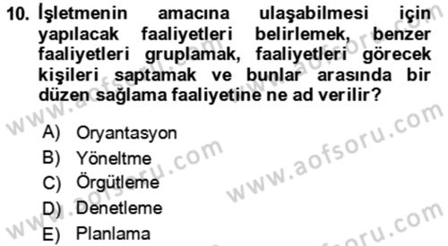 Termal ve Spa Hizmetleri Dersi 2022 - 2023 Yılı Yaz Okulu Sınav Soruları 10. Soru