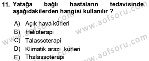 Termal ve Spa Hizmetleri Dersi 2022 - 2023 Yılı Yaz Okulu Sınav Soruları 11. Soru