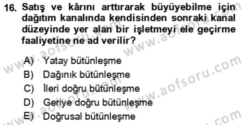 Termal ve Spa Hizmetleri Dersi 2022 - 2023 Yılı Yaz Okulu Sınav Soruları 16. Soru