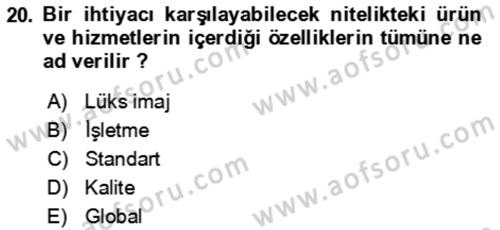 Termal ve Spa Hizmetleri Dersi 2022 - 2023 Yılı Yaz Okulu Sınav Soruları 20. Soru