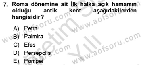 Termal ve Spa Hizmetleri Dersi 2022 - 2023 Yılı Yaz Okulu Sınav Soruları 7. Soru