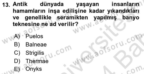 Termal ve Spa Hizmetleri Dersi 2023 - 2024 Yılı (Vize) Ara Sınavı 13. Soru