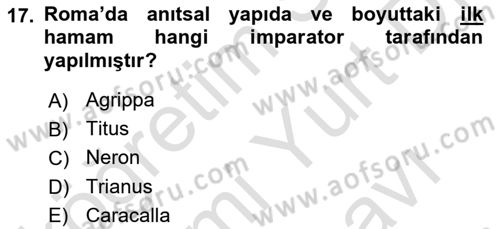 Termal ve Spa Hizmetleri Dersi 2023 - 2024 Yılı (Vize) Ara Sınavı 17. Soru