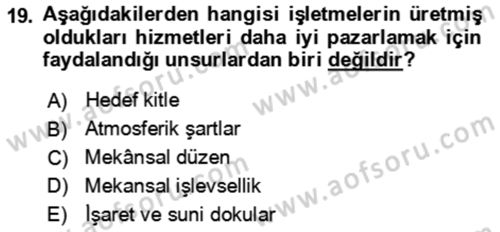 Termal ve Spa Hizmetleri Dersi 2023 - 2024 Yılı (Final) Dönem Sonu Sınav Soruları 19. Soru