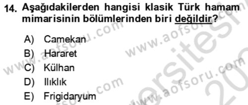 Termal ve Spa Hizmetleri Dersi 2023 - 2024 Yılı Yaz Okulu Sınav Soruları 14. Soru