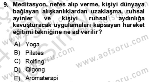 Termal ve Spa Hizmetleri Dersi 2023 - 2024 Yılı Yaz Okulu Sınav Soruları 9. Soru