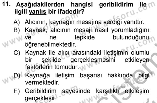 Odalar Bölümü Yönetimi Dersi 2012 - 2013 Yılı (Vize) Ara Sınav Soruları 11. Soru
