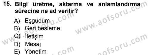 Odalar Bölümü Yönetimi Dersi 2012 - 2013 Yılı (Vize) Ara Sınav Soruları 15. Soru