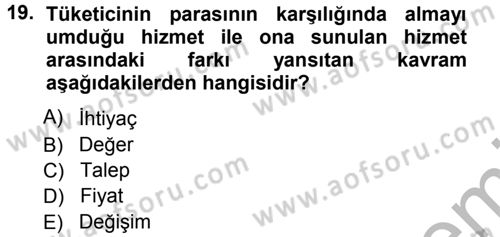Odalar Bölümü Yönetimi Dersi 2012 - 2013 Yılı (Vize) Ara Sınav Soruları 19. Soru