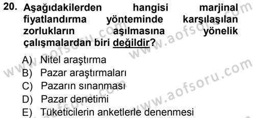 Odalar Bölümü Yönetimi Dersi 2012 - 2013 Yılı (Vize) Ara Sınav Soruları 20. Soru