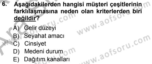 Odalar Bölümü Yönetimi Dersi 2012 - 2013 Yılı (Vize) Ara Sınav Soruları 6. Soru