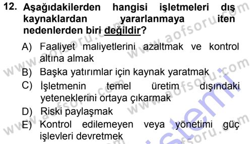 Odalar Bölümü Yönetimi Dersi 2012 - 2013 Yılı (Final) Dönem Sonu Sınav Soruları 12. Soru