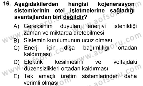 Odalar Bölümü Yönetimi Dersi 2012 - 2013 Yılı (Final) Dönem Sonu Sınav Soruları 16. Soru