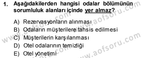 Odalar Bölümü Yönetimi Dersi 2013 - 2014 Yılı (Vize) Ara Sınav Soruları 1. Soru