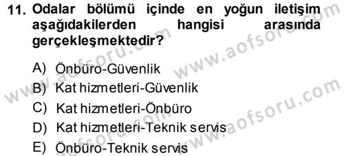 Odalar Bölümü Yönetimi Dersi 2013 - 2014 Yılı (Vize) Ara Sınav Soruları 11. Soru