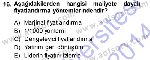 Odalar Bölümü Yönetimi Dersi 2013 - 2014 Yılı (Vize) Ara Sınav Soruları 16. Soru