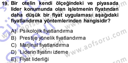 Odalar Bölümü Yönetimi Dersi 2013 - 2014 Yılı (Vize) Ara Sınav Soruları 19. Soru