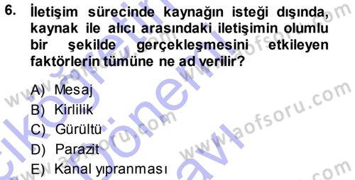 Odalar Bölümü Yönetimi Dersi 2013 - 2014 Yılı (Final) Dönem Sonu Sınav Soruları 6. Soru