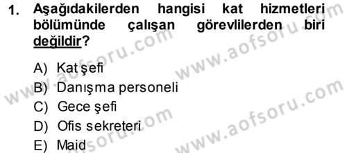 Odalar Bölümü Yönetimi Dersi 2013 - 2014 Yılı Tek Ders Sınav Soruları 1. Soru