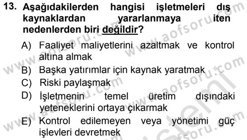Odalar Bölümü Yönetimi Dersi 2013 - 2014 Yılı Tek Ders Sınav Soruları 13. Soru