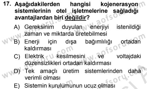 Odalar Bölümü Yönetimi Dersi 2013 - 2014 Yılı Tek Ders Sınav Soruları 17. Soru
