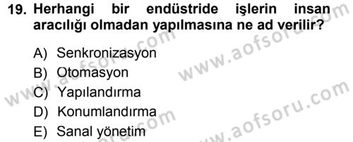 Odalar Bölümü Yönetimi Dersi 2013 - 2014 Yılı Tek Ders Sınav Soruları 19. Soru