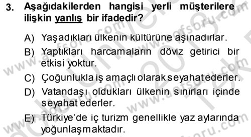 Odalar Bölümü Yönetimi Dersi 2013 - 2014 Yılı Tek Ders Sınav Soruları 3. Soru