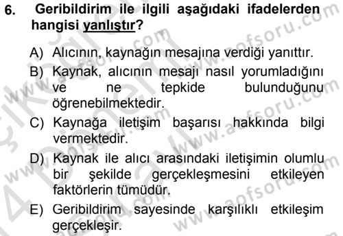 Odalar Bölümü Yönetimi Dersi 2013 - 2014 Yılı Tek Ders Sınav Soruları 6. Soru