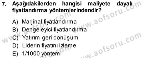 Odalar Bölümü Yönetimi Dersi 2013 - 2014 Yılı Tek Ders Sınav Soruları 7. Soru