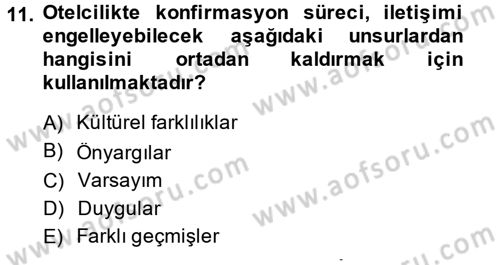 Odalar Bölümü Yönetimi Dersi 2014 - 2015 Yılı (Vize) Ara Sınav Soruları 11. Soru