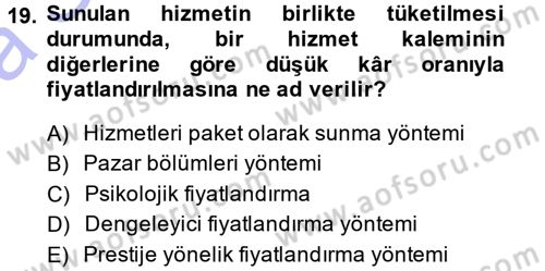 Odalar Bölümü Yönetimi Dersi 2014 - 2015 Yılı (Vize) Ara Sınav Soruları 19. Soru