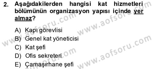 Odalar Bölümü Yönetimi Dersi 2014 - 2015 Yılı (Vize) Ara Sınav Soruları 2. Soru