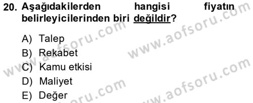 Odalar Bölümü Yönetimi Dersi 2014 - 2015 Yılı (Vize) Ara Sınav Soruları 20. Soru