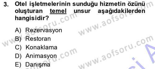 Odalar Bölümü Yönetimi Dersi 2014 - 2015 Yılı (Vize) Ara Sınav Soruları 3. Soru