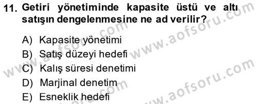 Odalar Bölümü Yönetimi Dersi 2014 - 2015 Yılı (Final) Dönem Sonu Sınav Soruları 11. Soru