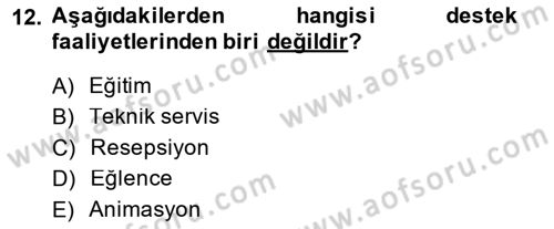Odalar Bölümü Yönetimi Dersi 2014 - 2015 Yılı (Final) Dönem Sonu Sınav Soruları 12. Soru