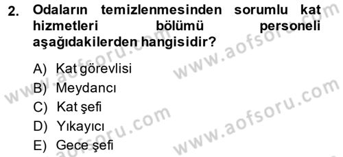 Odalar Bölümü Yönetimi Dersi 2014 - 2015 Yılı (Final) Dönem Sonu Sınav Soruları 2. Soru