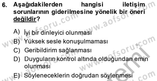 Odalar Bölümü Yönetimi Dersi 2014 - 2015 Yılı (Final) Dönem Sonu Sınav Soruları 6. Soru