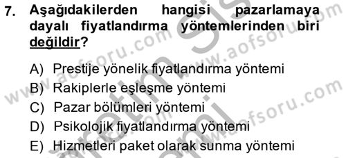 Odalar Bölümü Yönetimi Dersi 2014 - 2015 Yılı (Final) Dönem Sonu Sınav Soruları 7. Soru